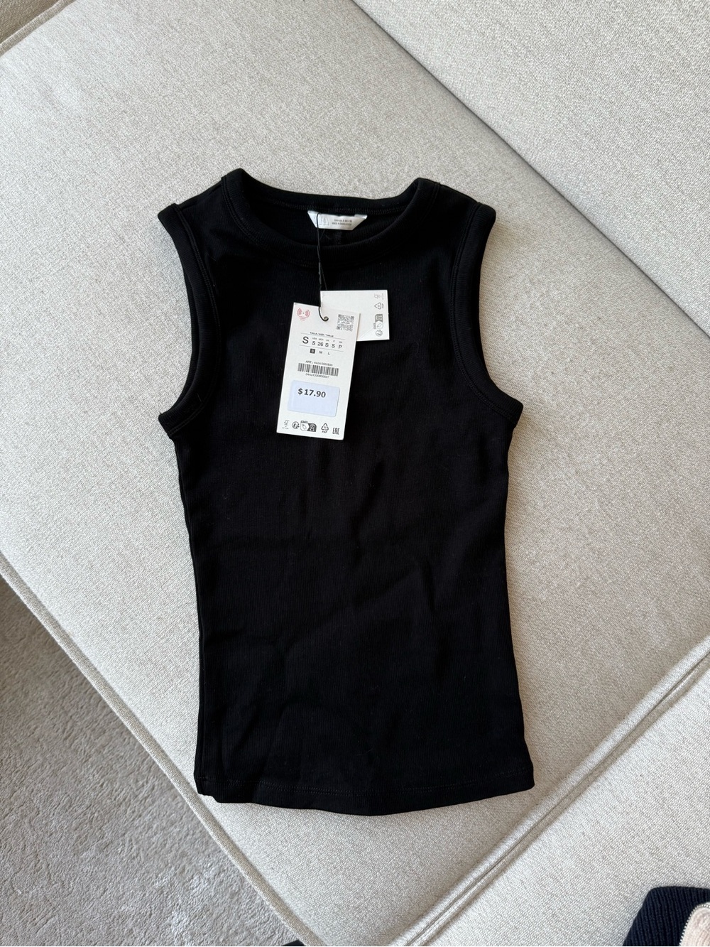 Zara Black Ribbed Tank Top